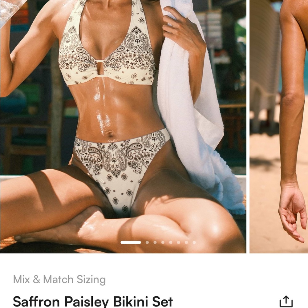 Cupshe Cream and Brown Paisley Bikini